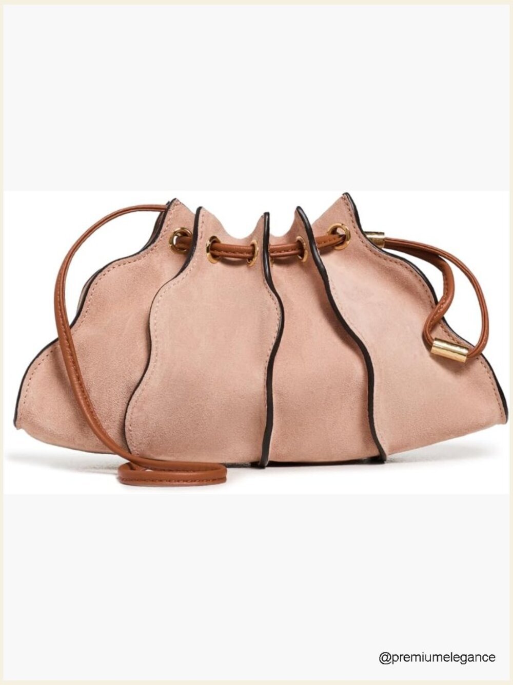 Wavy Pleated Leather Mini Crossbody Wristlet Bag